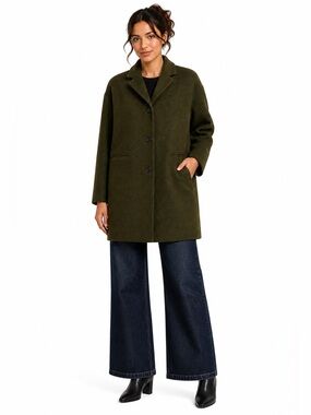 Everlane Cocoon Wool Blend Coat Olive Green Size 00 NWOT